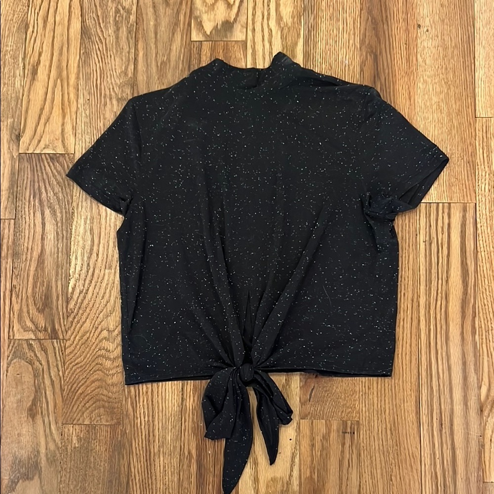lululemon athletica speckled Time To Restore tie front mock neck crop top 4
